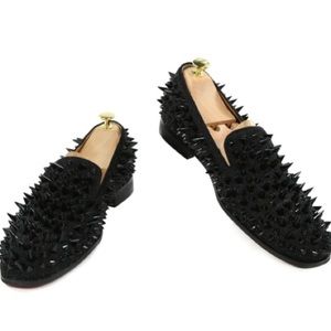 Brand new men’s black spike loafers